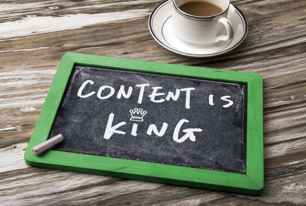 Content is King slogan on chalkboard