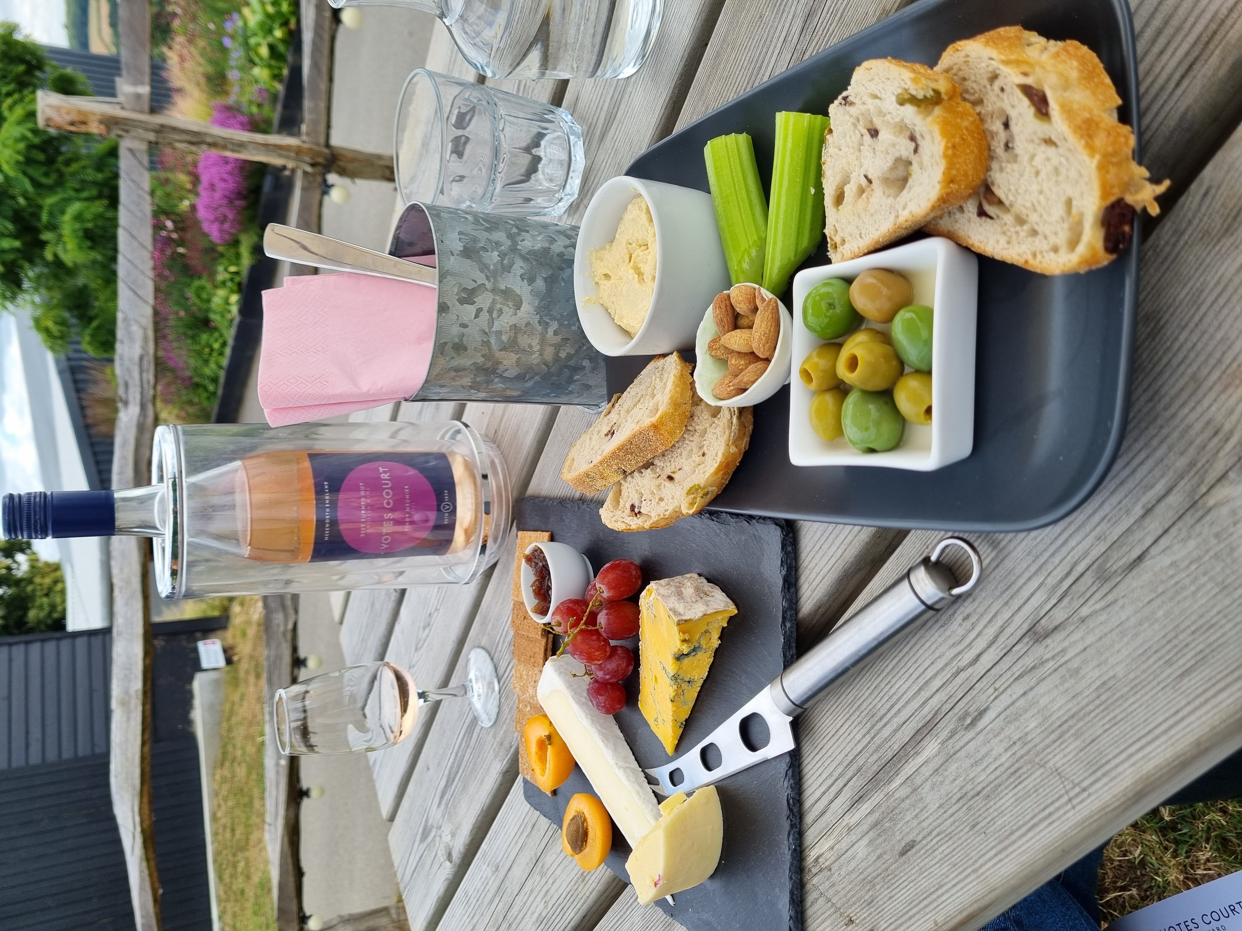 Light plates at Yotes Court, plus a bottle of Pinot Meunier Rose